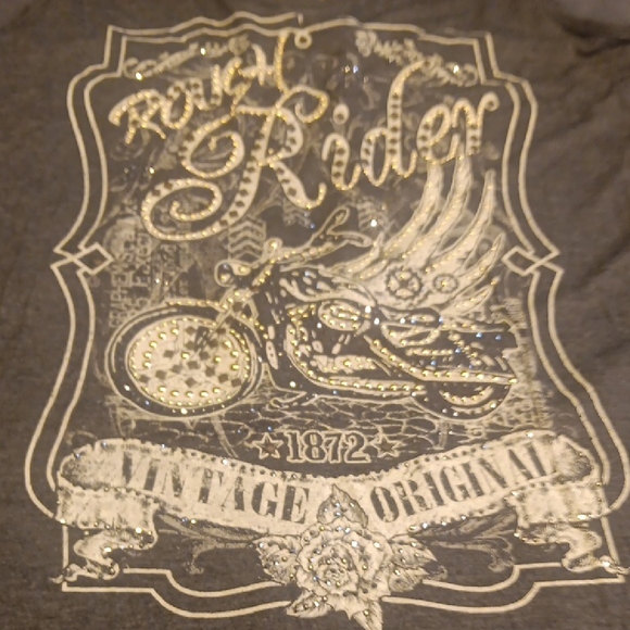 NEW! Vocal Black Graphic "Rough Rider" Tank Top Embellished With Rhinestones - Picture 12 of 12